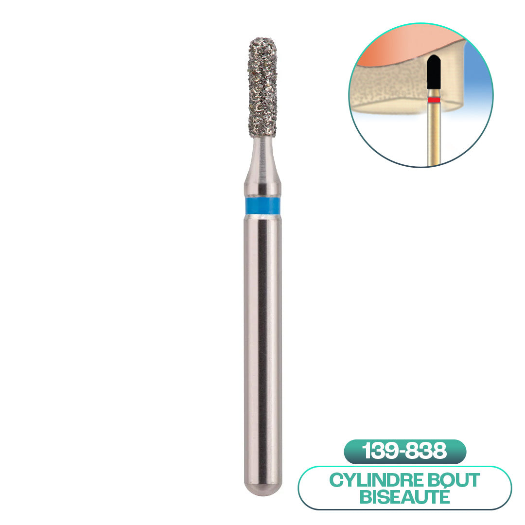 Diamond cylindrical burs with rounded end ISO 139 - COOL CUT