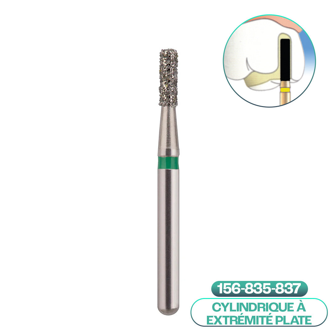 Diamond cylindrical burs with rounded end ISO 156 - COOL CUT
