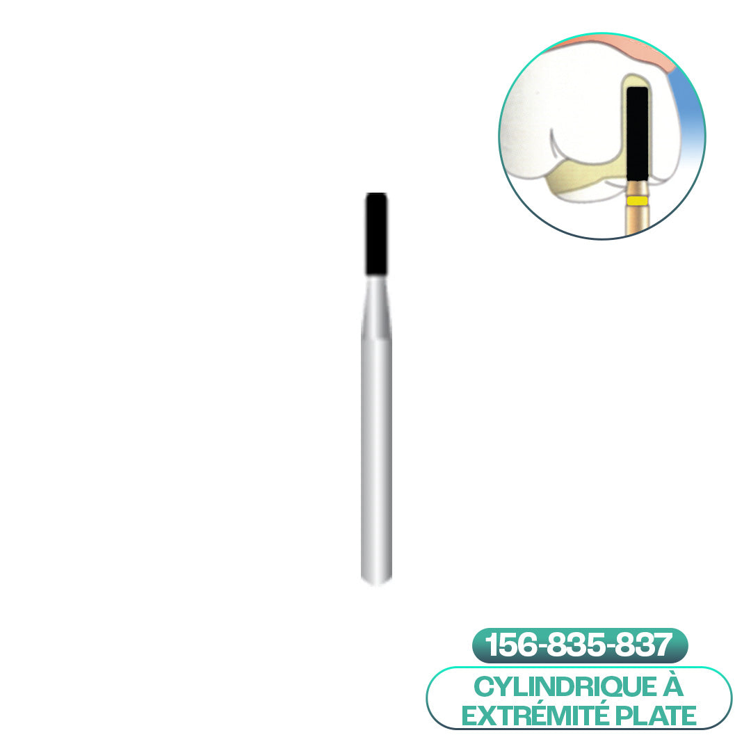 Diamond cylindrical burs with rounded end ISO 156 - COOL CUT