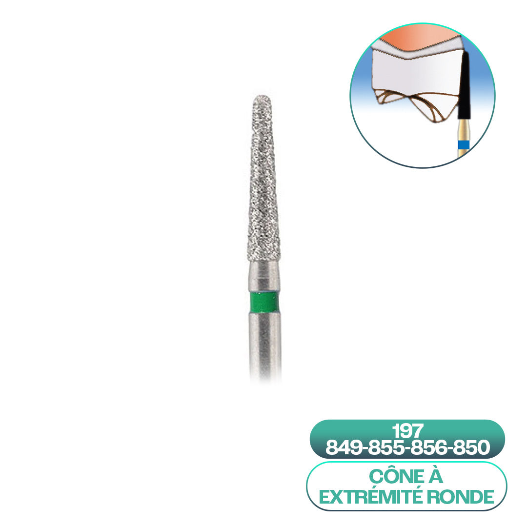 Diamond conical burs with rounded end ISO 197 - COOL CUT