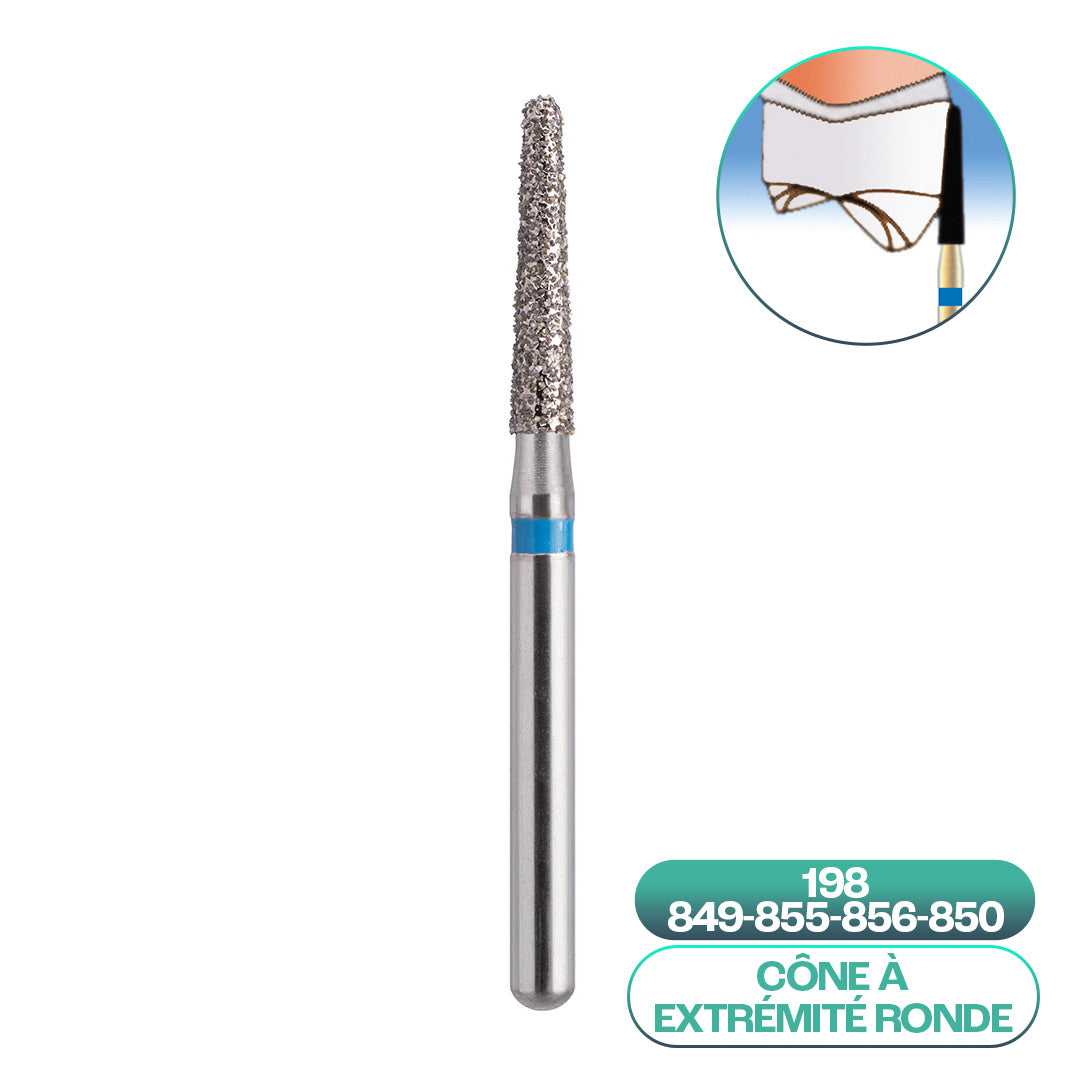 Diamond conical burs with rounded end ISO 198 - COOL CUT