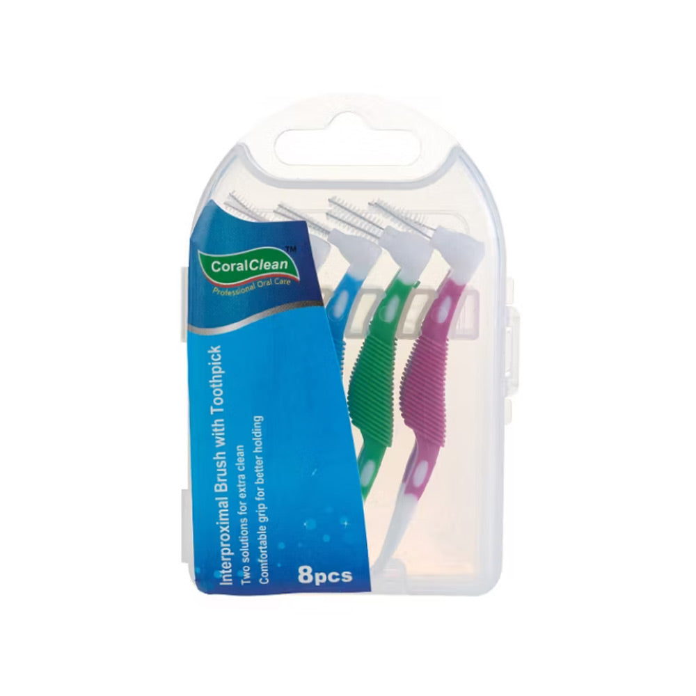 Brosse interproximale avec cure-dent x8 pièces - CoralClean - uofti.com