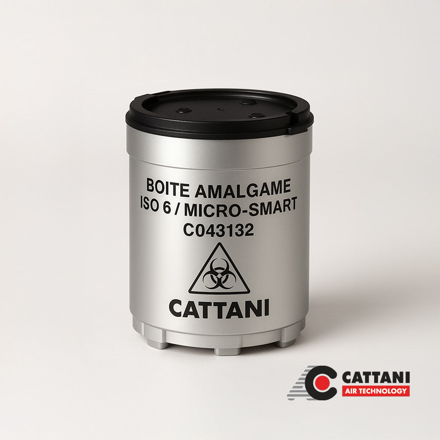 Conteneur à amalgame Cattani jetable : étanche, conforme ISO, collecte propre et sûre. Compatibilité Hydrocyclone, idéal pour gestion des déchets - uofti.com