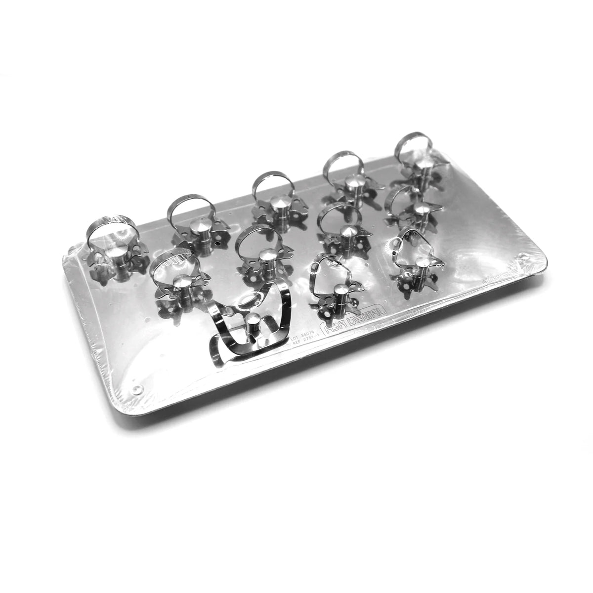 Kit complet de crampons pour prémolaires et molaires, présenté sur un plateau autoclavable - Fabriqué en Italie par Asa Dental - uofti.com