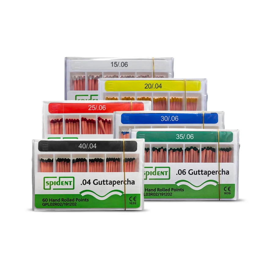 Pointes gutta percha ISO TAPER - 4 ou 6 % - Boîtes de 60 - SPIDENT