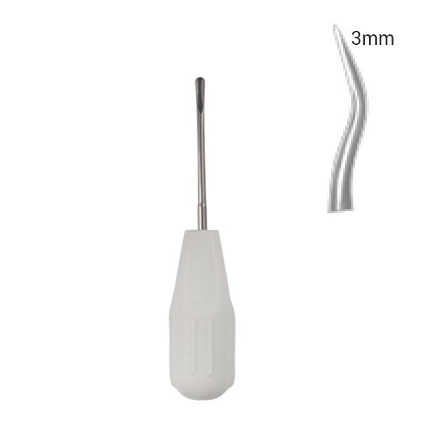 Elévateur luxateur à contre angle 3mm manche silicone - uofti.com