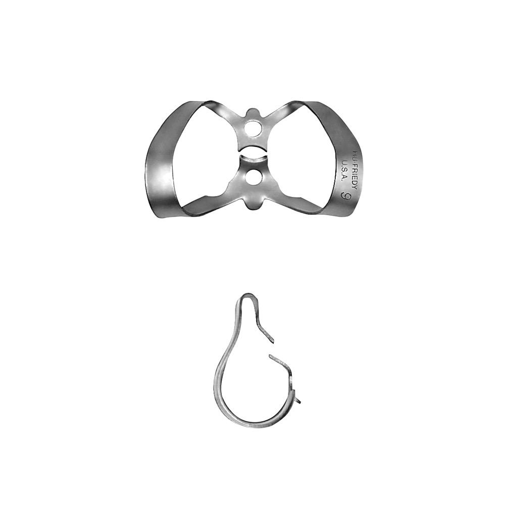 Satin Steel anterior rubber dam clamps with wings - Hu-Friedy® (RDCM9)