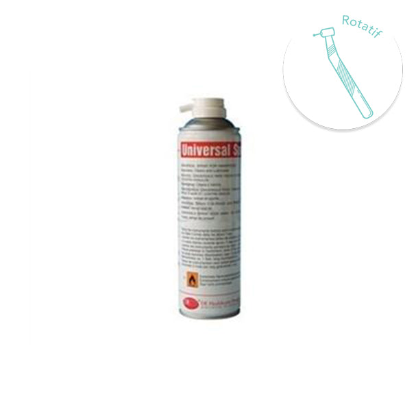 Spray lubrifiant 500 ml pour turbines et contre-angles. Nettoie, lubrifie et protège vos instruments rotatifs en usage dentaire ou médical. Application facile - uofti.com