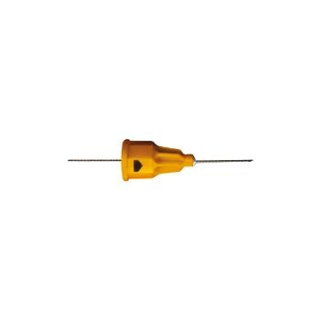 Stérilisées à l'oxyde d'éthylène, conformes à la Pharmacopée Française. Acier inoxydable. Indicateur de biseau. Dispositif médical de classe lla. Marquage CE0120. Fabricant : CFPM