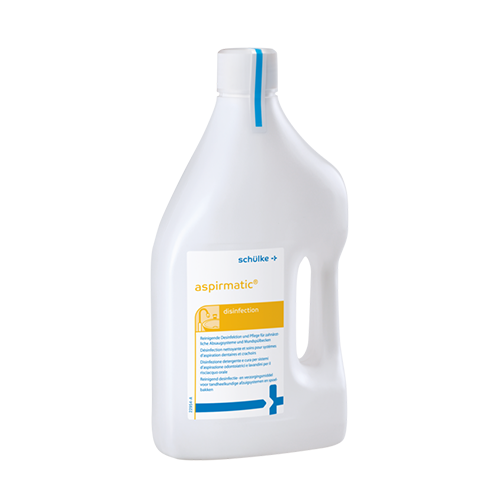 Aspirmatic : solution concentrée non moussante pour la désinfection des systèmes d’aspiration et crachoirs. Haute compatibilité, parfum agréable, biodégradable - uofti.com