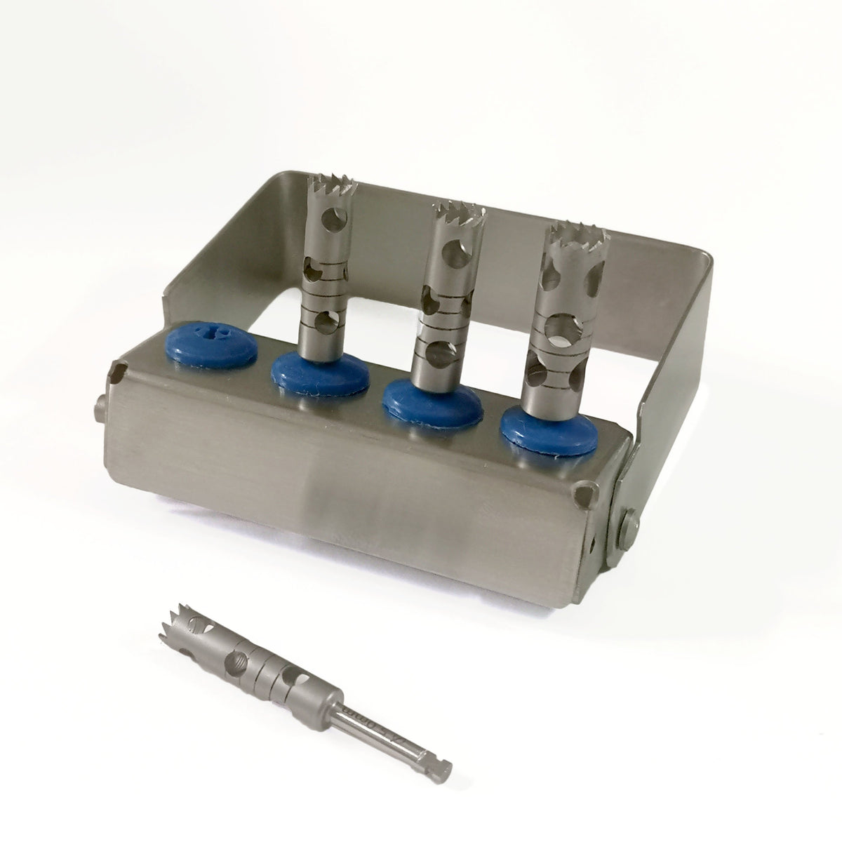 Kit 4 trépans avec son support. Profondeur totale 18 mm - uofti.com