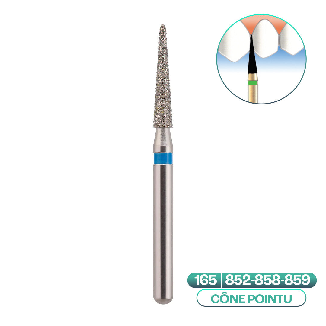 Diamond conical burs with pointed end ISO 165 - COOL CUT