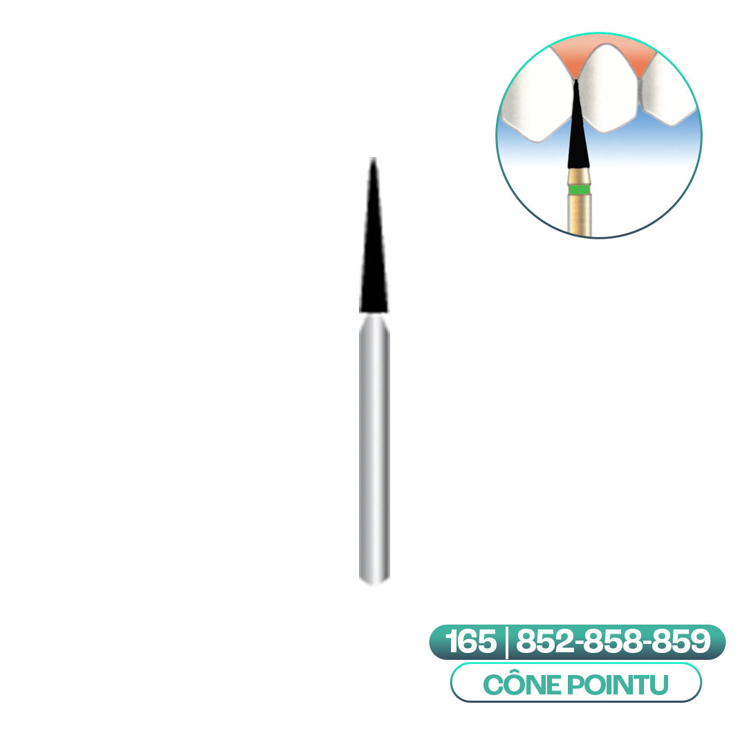 Diamond conical burs with pointed end ISO 165 - COOL CUT