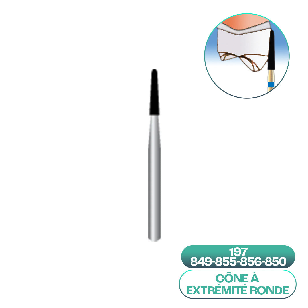 Diamond conical burs with rounded end ISO 197 - COOL CUT