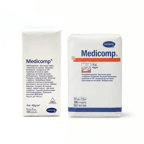 Lot de 100 compresses non tissées non stériles 5x5cm ou 7.5x7.5 cm - Medicomp® Hartmann - uofti.com