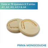 Disque PMMA Monocouche - Teintes A1, A2, A3, A3.5 & A4 - 10 épaisseurs - HUGE - uofti.com