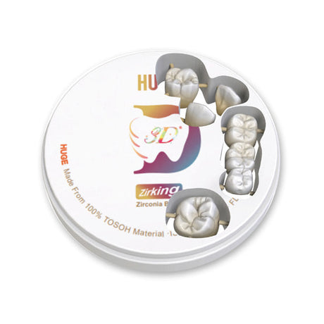 Disque zircone premium 3D - Teintes A1, A2, A3, A3.5 & B4 - 7 épaisseurs - HUGE - uofti.com