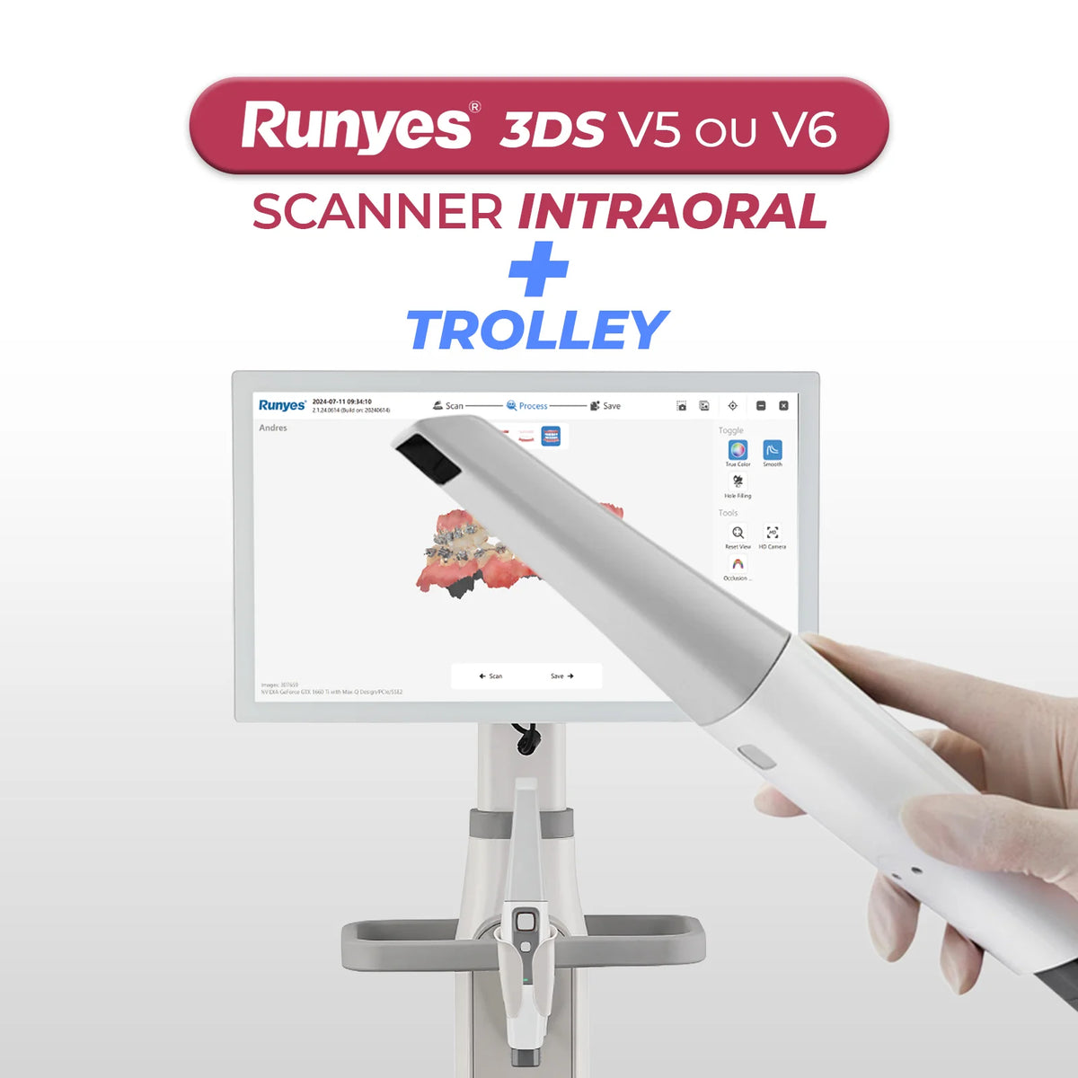 Scanner Intraoral 3DS V5/V6 AVEC ou SANS FIL +TROLLEY - Runyes - uofti.com