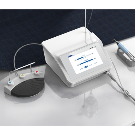 Le SURGERY-X offre une coupe micrométrique, un contrôle thermique <38°C et une protection totale des tissus mous. Livré avec 14 inserts spécialisés.