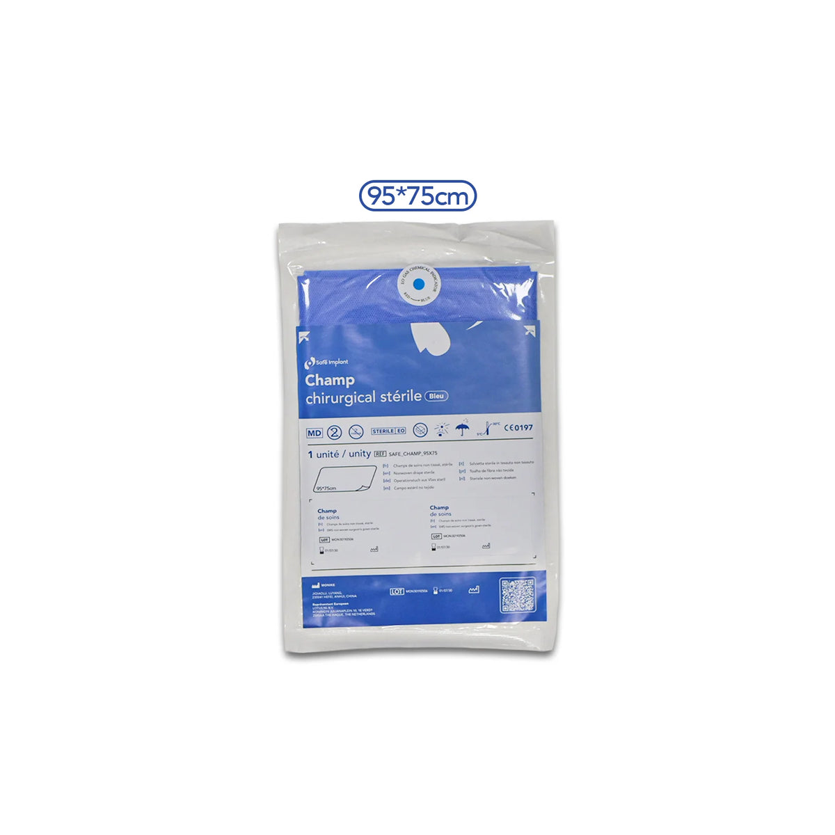 Champ chirurgical stérile Safe Implant 95 x 75 cm – usage médical ou dentaire - uofti.com