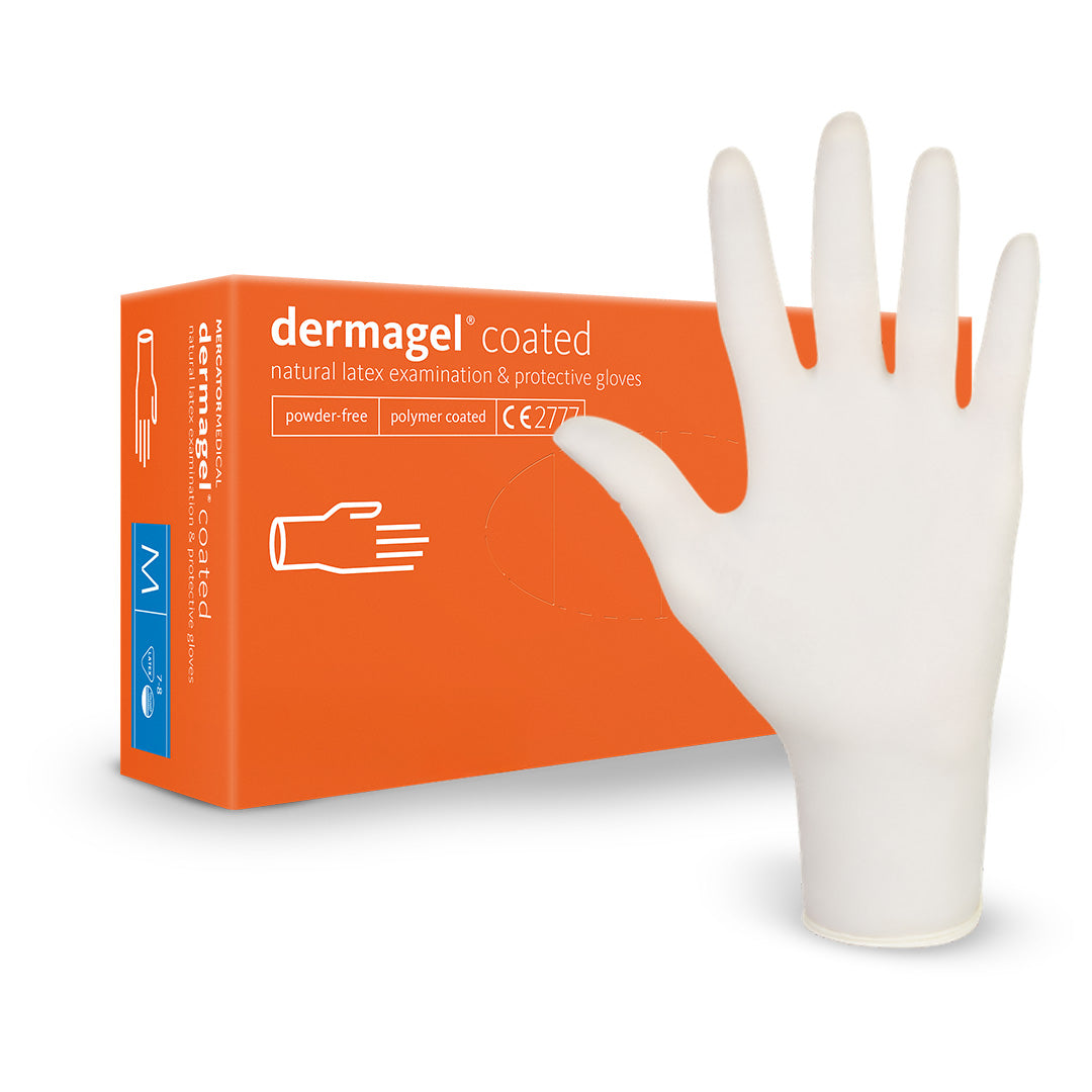 Gants Dermagel d'examen et de protection x100 — Latex sans poudre - Mercator