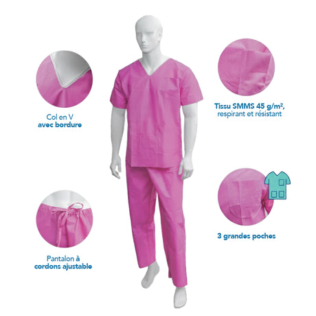 Pyjama de bloc à usage unique en polypropylène Non-tissé SMMS - Mercator - oofti