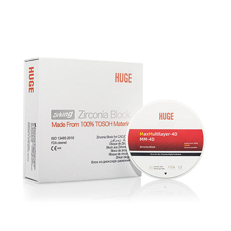 Disque zircone premium MM 4D - Teintes D2, D3 & D4 - 7 épaisseurs - HUGE - uofti.com