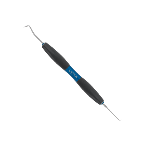 Instrument à sculpter L 4mm / 5,4mm de Bliss by ACTEON. Instrument à sculpter double face avec une sonde courte pour sculpter des sillons et un cône pour sculpter le contour. Sonde : L 4 mm Cône : L 5,4 mm  L'ergonomie et les performances de la partie travaillante permettent un geste maîtrisé et ferme et visent à réduire la fatigue des mains et des poignets. Conçus pour placer et modeler le composite.