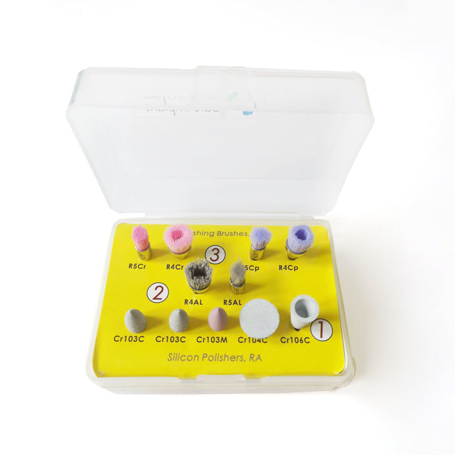 Kit 11 fraises et brosses RA polissage et finitions composites - uofti.com
