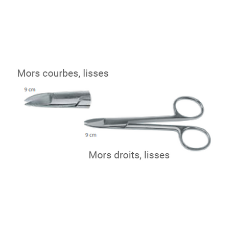 CISEAUX À  COURONNES COURBES - MORS LISSES - 9 cm ACTEON - uofti.com