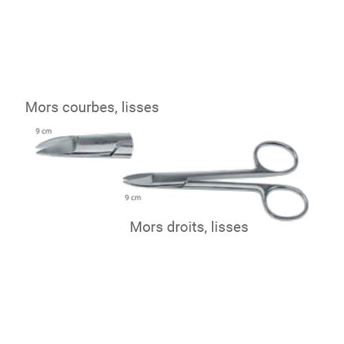 CISEAUX À  COURONNES COURBES - MORS LISSES - 9 cm ACTEON - uofti.com
