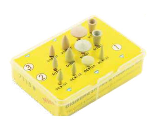 Kit de 12 fraises polissage diamant et pierre incrustée de diamant pour la zircone et tous les disilicate de type EMAX™ - uofti.com