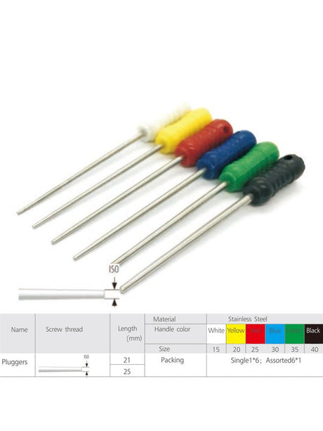 Boîte de 6 pluggers fouloirs en acier inoxydable à gutta percha - uofti.com