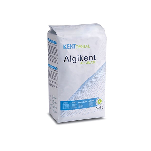 Alginate sans poussières à prise rapide. Indications : Empreintes de précision en prothèse adjointe. Avantages : Facilité de mélange, bonne tenue Consistance homogène. Propriétés : Haute précision, reproduction des détails jusqu'à 25 µ Excellente qualité d'empreinte Le sachet de 500 g Le set de mesure pour alginate La boîte plastique avec couvercle blanc