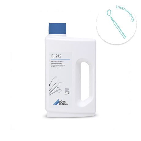 ID 212 – Concentré désinfectant sans aldéhyde 2,5 L. Idéal pour instruments médicaux, même en caoutchouc ou silicone. Utilisable en bac à ultrasons. Conforme normes EN - uofti.com