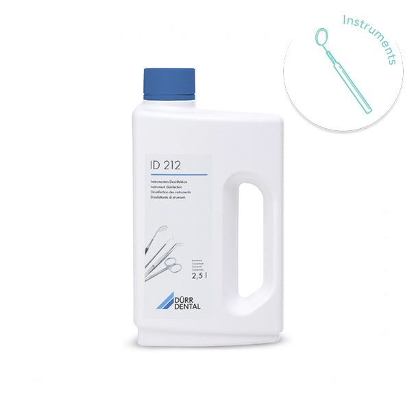 ID 212 – Concentré désinfectant sans aldéhyde 2,5 L. Idéal pour instruments médicaux, même en caoutchouc ou silicone. Utilisable en bac à ultrasons. Conforme normes EN - uofti.com