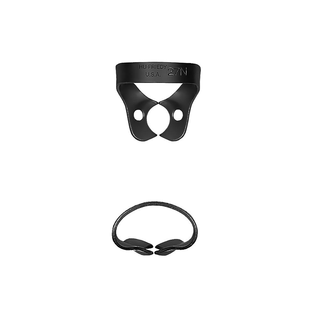 Black Line RDCM27NX de Hu-Friedy est un crampon à digue en acier satiné inoxydable pour prémolaire.  Résistance à la corrosion, plus souplesse et mémoire de forme.  Revêtement noir pour plus de visibilité. Finition mate pour plus de contraste et moins de réflexion.