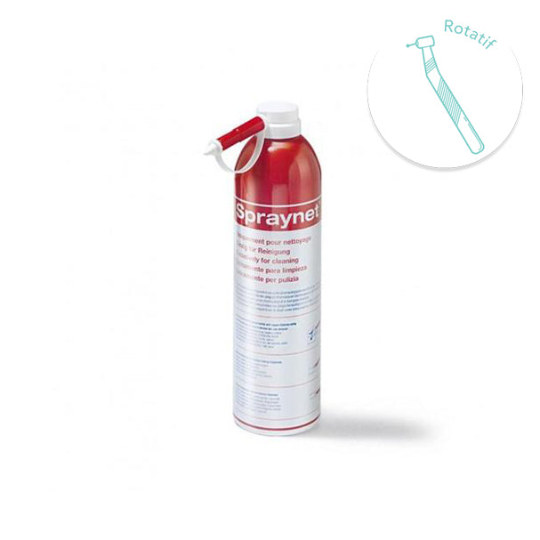 Spray lubrifiant 500 ml pour turbines et contre-angles. Nettoie, lubrifie et protège vos instruments rotatifs en usage dentaire ou médical. Application facile - uofti.com
