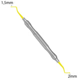 Applicateur de composite 1,5mm/ 2mm TiN Coated . Ce revêtement de nitrure de titane donne une excellente longévité à cet instrument en le rendant très dur et le protégeant de la corrosion.  Stérilisable et désinfectable.