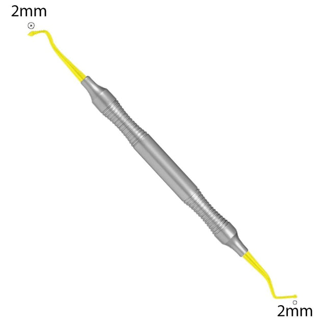 Applicateur de composite 2mm/ 2mm TiN Coated. Ce revêtement de nitrure de titane donne une excellente longévité à cet instrument en le rendant très dur et le protégeant de la corrosion.  Stérilisable et désinfectable.
