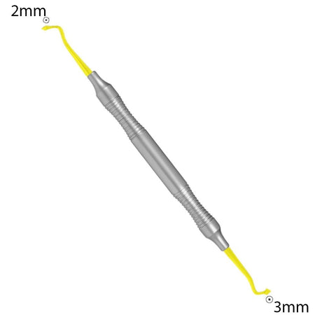 Applicateur de composite 2mm/ 3mm TiN Coated. Ce revêtement de nitrure de titane donne une excellente longévité à cet instrument en le rendant très dur et le protégeant de la corrosion.  Stérilisable et désinfectable.