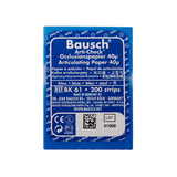 Papier d'occlusion Arti-Check micromince 40µ de BAUSCH.  Colorant sur les 2 faces. Des microcapsules éclatent à la pression. Marquage très précis et sélectif. Sans aucune bavure.  Couleurs disponibles : bleu, rouge, pour différencier les points de contact centrés et excentrés.  Présentation en boîte de 200 bandes prédécoupées.