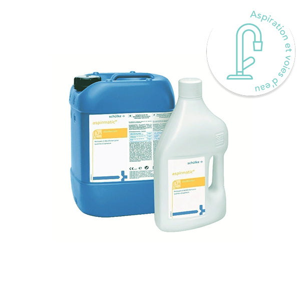 Aspirmatic : solution concentrée non moussante pour la désinfection des systèmes d’aspiration et crachoirs. Haute compatibilité, parfum agréable, biodégradable - uofti.com
