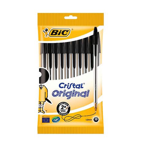 BIC Cristal Original Stylo-bille - noir, pochette de 10 - uofti.com