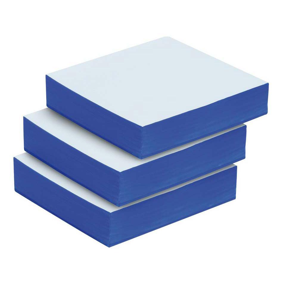 Blocs de mélange en papier recouvert d'une couche de polyéthylène.  Propriétés : La base antidérapante évite au bloc de glisser pendant la spatulation. Les feuilles sont solides et les liquides ne transpercent pas.  Dispositif médical de classe I. Fabricant : CFPM  Nombre de feuilles par bloc : 100