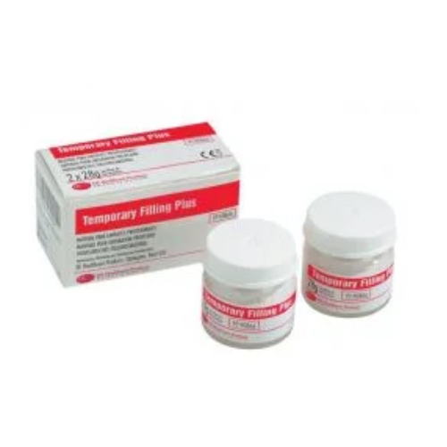Ciment provisoire pour obturation de haute qualité et longue durée. Prêt à l'emploi à durcissement rapide. Couleur blanc.  2 pots de 28 g ou un pot de 28 g