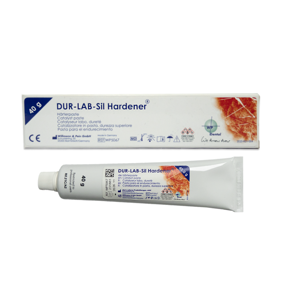 DUR-LAB-Sil® est un silicone de laboratoire extra-dur (pâte) à durcissement par condensation, spécialement développé pour une utilisation en technologie dentaire. Sa stabilité thermique exceptionnellement élevée le rend particulièrement adapté à la technique de pré-mur. La manipulation facile est garantie, car DUR-LAB-Sil® n'est pas collant, dimensionnellement stable et résistant à la chaleur. DUR-LAB-Sil® est mélangé avec la pâte durcissante DUR-LAB-Sil Hardener®.