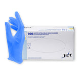 Gants nitrile bleu Jet : sans latex, non poudrés, résistants & hypoallergéniques. Confort pro, excellente adhérence. Boîte de 100, usage médical - uofti.com