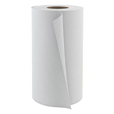 Bobine blanche de type Sopalin : 200 feuilles essuie-mains, 2 plis collés.  19,4x25cm, diamètre  Ø 13cm  Par 9 Bobines avec possibilité de DÉVIDAGE CENTRAL
