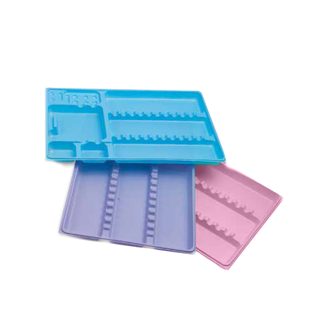 Plateaux jetables Larident colorés – plastique rigide – 280 x 180 mm – lot de 400 – usage unique pour instruments médicaux en cabinet
